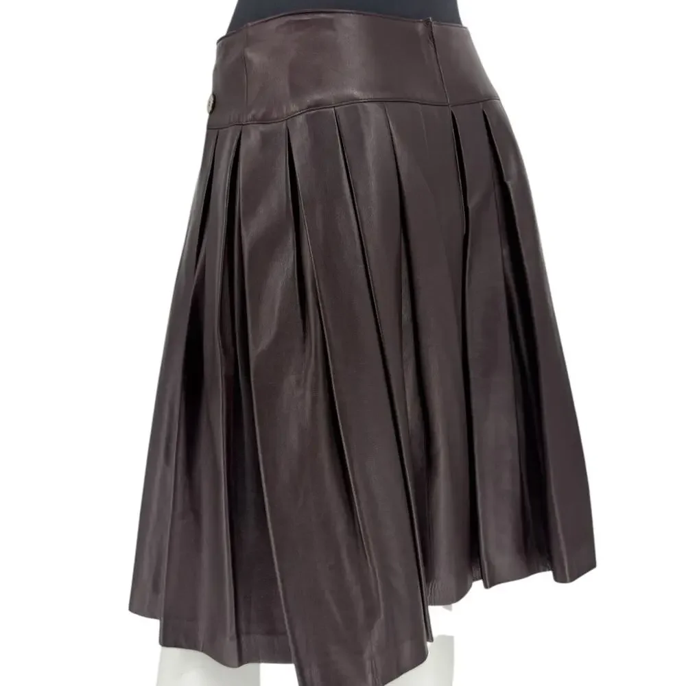 Chanel Fall 2001 Pleated Lambskin Skirt – Size 42